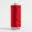 Red sewing thread spool on white background